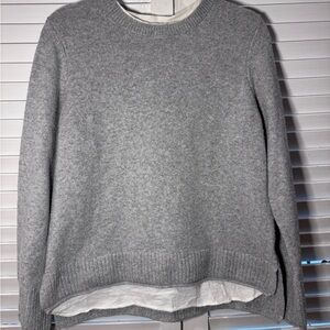 Design History Gray Layered Sweater Women’s Medium Faux Hem Cozy Knit